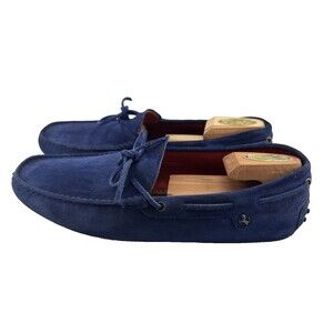 Tod’s For Ferrari Blue Suede Driving Loafers Gommino Men’s Size 10 Made Italy